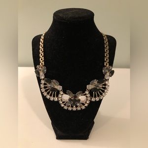 Black and Crystal Art Deco Statement Necklace